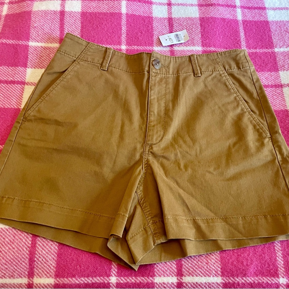 NWT Loft Cinnamon-Tan High Waist Twill Shorts